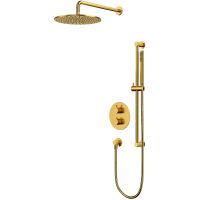 Душевая система Whitecross Y brushed gold YSET09GLB с термостатом Брашированное золото — фото 1, Душевое оборудование. Душевая программа