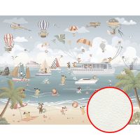 Фреска детская Ortograf Детские 21170 Фактура флок FLK Флизелин (3,85*3) Голубой/Бежевый/Серый, Корабли/Люди/Море — фото 1, Фрески