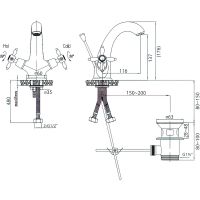 Смеситель для раковины Cezares Nostalgia-LS1-03/24 Золото 24 карат — фото 3, Смесители для раковины