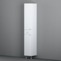 Шкаф пенал Damixa RedBlu Palace One 30 с бельевой корзиной Белый арт-M41CSR0303WG — фото 1, Пеналы для ванной комнаты