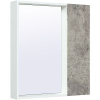 Зеркало со шкафом Runo Манхэттен 65 00-00001016 Серый бетон Белое — фото 1, Зеркальные шкафы в ванную