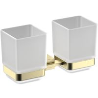 Стакан для зубных щеток Timo Selene 17034/17 двойной Золото матовое — фото 1, Мыльницы