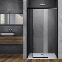 Душевая дверь Vincea Soft 130 VDS-3SO130CLB профиль Черный стекло прозрачное — фото 2, Душевые двери в нишу