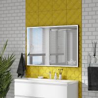 Зеркало Art&Max Arezzo AM-Are-1200-800-DS-FC-H-Nero с подсветкой с сенсорным выключателем Черное — фото 4, Мебель для ванной