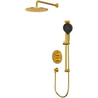 Душевая система Whitecross Y brushed gold YSET09TOPGLB с термостатом Брашированное золото — фото 1, Душевое оборудование. Душевая программа