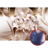 Фреска Ortograf 3D 6708 Фактура бархат серебро FX-S Флизелин (3,9*2,7) Бежевый/Белый, Цветы/Абстракция — фото 1, Фрески