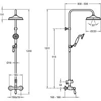 Душевая система Jacob Delafon Louise Черная матовая арт-E24368-BL — фото 2, Душевые стойки