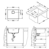 Кухонная мойка Alveus Granital+ Quadrix 50 Deep Black G90 560x460x200 1149138 Черная матовая — фото 8, Кухонные мойки
