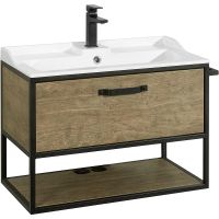 Тумба под раковину Aquaton Лофт Фабрик 80 1A242401LTDY0 подвесная Дуб кантри — фото 1, Тумбы под раковину