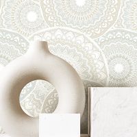 Обои Andrea Rossi Nisida 54325-5 Винил на флизилине (1,06*10) Бирюзовый/Бежевый, Геометрия/Абстракция — фото 2, Обои для стен