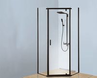 Душевой уголок Berges Solo Т 90х90 061106 профиль Черный матовый стекло прозрачное — фото 2, Душевые уголки трапеция