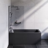 Шторка на ванну AM.PM Gem 80 W90BS-080-140BT профиль Черный матовый стекло прозрачное — фото 3, Неподвижные шторки для ванной