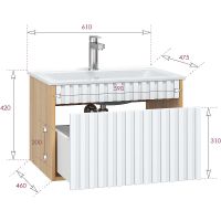 Тумба под раковину Onika Дайлер 60 подвесная Белая Дуб сонома арт-106150 — фото 8, Тумбы под раковину