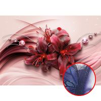 Фреска Ortograf 3D 6707 Фактура бархат серебро FX-S Флизелин (3,9*2,7) Красный/Розовый, Цветы/Абстракция — фото 1, Фрески