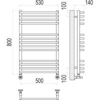 Водяной полотенцесушитель Terminus Берн П13 500х800 4670078513403 Хром, нижнее подключение, G 1/2" ВР, с комплектом вентилей — фото 4, Водяные полотенцесушители