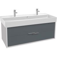 Тумба под раковину Jacob Delafon Vivienne 120 EB1669-J5-J54 подвесная Серая матовая Белая глянцевая — фото 1, Тумбы под раковину