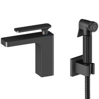 Смеситель для раковины Timo Torne 4360/03G с гигиеническим душем Черный — фото 1, Смесители для раковины