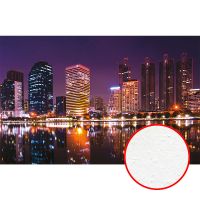 Фреска Ortograf Небоскребы 10061 Фактура бархат FX Флизелин (4,2*2,7) Фиолетовый/Оранжевый, Город — фото 1, Фрески