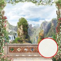 Фреска Ortograf Горы 5352 Фактура флок FLK Флизелин (2,7*2,7) Зеленый/Голубой, Горы/Цветы/Пейзаж — фото 1, Фрески