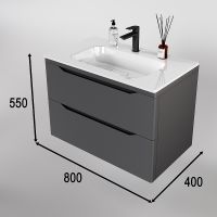 Тумба под раковину Style Line Марелла 80 Люкс Plus СС-00002412 подвесная Серый матовый антискрейтч — фото 7, Мебель для ванной