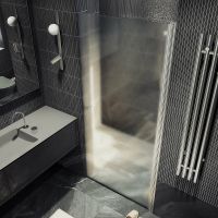 Душевая дверь Maybah Glass MGD-808-5 800x1980 на монопетле Хром матовый стекло сатиновое — фото 3, Душевые двери в нишу