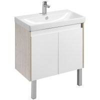 Тумба под раковину Aquaton Сканди Doors 80 1A282901SDB20 Белый глянец Дуб верона — фото 1, Тумбы под раковину