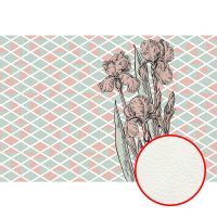 Фреска Ortograf Forma 32684 Фактура флок FLK Флизелин (4*2,7) Бирюзовый/Розовый, Ромб/Цветы — фото 1, Фрески