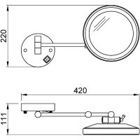 Косметическое зеркало Nofer 08006.N с подсветкой с увеличением Черное — фото 2, Аксессуары для ванной