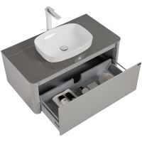 Тумба с раковиной Black&White Universe U915.1000 100 9151000 подвесная Glossy light grey — фото 4, Мебель для ванной