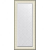 Зеркало Evoform Exclusive-G 124х54 BY 4566 с гравировкой в багетной раме - Белая кожа с хромом 78 мм — фото 1, Мебель для ванной