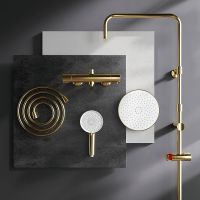 Душевая система AM.PM X-Joy F0785A499 с термостатом Золото — фото 10, Душевые стойки