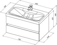 Тумба под раковину Aquanet Беркли 80 302351 подвесная Белый глянец — фото 9, Мебель для ванной