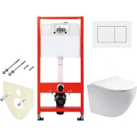 Комплект унитаза Aquatek Европа AQ1900-00 с инсталляцией Tece Base 9400413 с сиденьем Микролифт и Белой клавишей смыва — фото 1, Комплекты унитаз + инсталляция