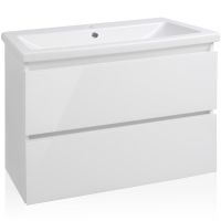 Тумба под раковину Style Line Даймонд 80 Люкс Plus подвесная Белый глянец — фото 1, Тумбы под раковину