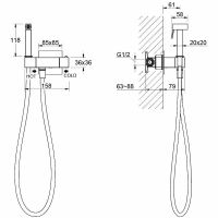 Гигиенический душ со смесителем Aquatek Либра AQ1028CR с термостатом Хром — фото 3, Гигиенические души