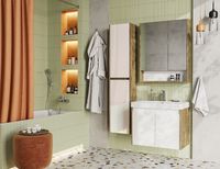 Тумба под раковину Aquaton Сканди Doors 70 1A278901SDZ90 Белый глянец Дуб рустикальный — фото 8, Мебель для ванной