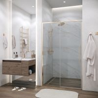 Душевая дверь Grossman Galaxy 130 100.K33.01.130.32.00 профиль Золото сатин стекло прозрачное — фото 8, Раздвижные душевые двери