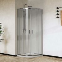 Душевой уголок Vincea City 90x90 VSQ-5CT900CL профиль Хром стекло прозрачное — фото 1, Душевые уголки четверть круга