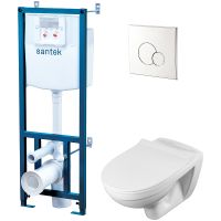 Комплект унитаза с инсталляцией Santek Бореаль Пэк 1WH501544 с сиденьем Микролифт и клавишей смыва Хром — фото 1, Комплекты унитаз + инсталляция