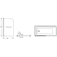 Шторка на ванну Jacob Delafon Odeon Up 80x145 профиль Черный матовый стекло прозрачное арт-E4932-BL — фото 3, Шторки для ванной распашные