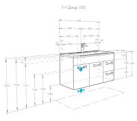 Тумба под раковину Aquaton Диор 100 1A167701DR010 подвесная Белая — фото 10, Тумбы под раковину