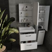 Шкаф пенал Style Line Каре Люкс Plus 30 с бельевой корзиной Белый арт-СС-00002325 — фото 10, Пеналы для ванной комнаты