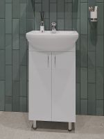 Товар: Тумба с раковиной Orange Лайт 45 LA-45TUW+RA Белый глянец - фото 2 Тумба с раковиной Orange Лайт 45 LA-45TUW+RA Белый глянец — фото 2, Мебель для ванной