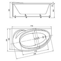 Акриловая ванна Aquatek Бетта 170x97 L BET170-0000010 с гидромассажем с фронтальной панелью с каркасом (разборный) со слив-переливом — фото 5, Акриловые ванны