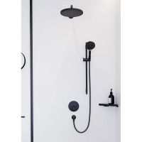Металлическая полка Hansgrohe AddStoris 41741670 угловая Черная матовая — фото 2, Полки для ванной и душа
