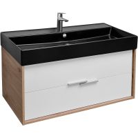 Тумба под раковину Jacob Delafon Vivienne 100 EB1668-E75-J5 подвесная Белая глянцевая Дуб давос натуральный — фото 2, Тумбы под раковину