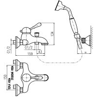 Смеситель для ванны Rav Slezak Labe L054.5/2Z Золото — фото 2, Смеситель для ванны