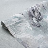 Обои Accento Flamenco 283363 Винил на флизелине (1,06*10,05) Серый/Бирюзовый, Абстракция/Цветы — фото 2, Обои для стен