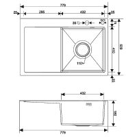 Кухонная мойка Ростовская Мануфактура Сантехники 78 MRK-7851R Нержавеющая сталь — фото 5, Кухонные мойки