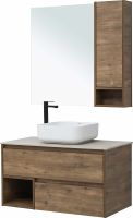 Комплект мебели для ванной STWORKI Карлстад 90 425508 подвесной Дуб рустикальный — фото 2, Мебель для ванной